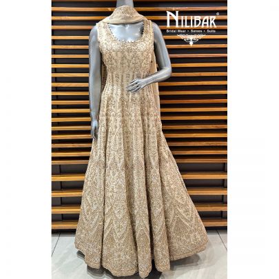 Light Beige Organza Anarkali Suit