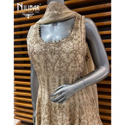 Light Beige Organza Anarkali Suit