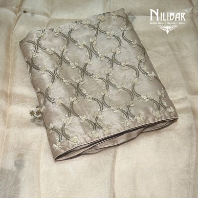 Gold Beige Organza Unstitched Suit