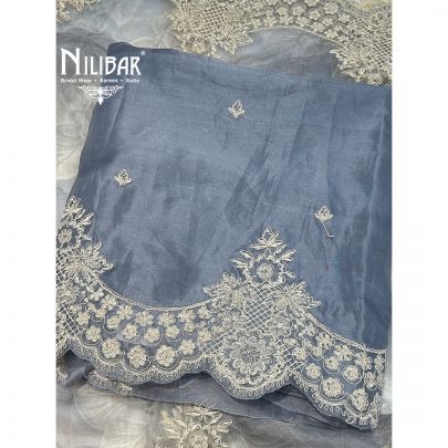 Purple Organza Printed Unstitched Suit