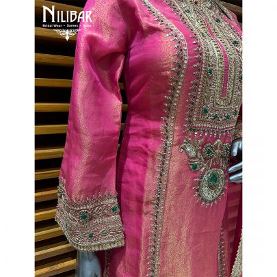 Pink Lamé Silk Pant Suit