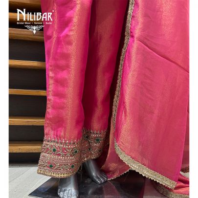 Pink Lamé Silk Pant Suit