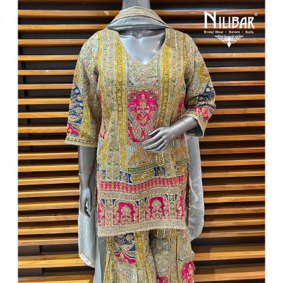 Multicolor Crepe Garara Suit
