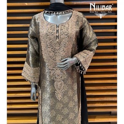 Black Banarasi Top Paired With Chinon Bottom