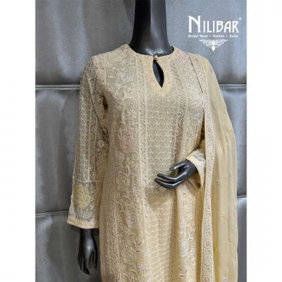 Pale Yellow Georgette Silk Pants