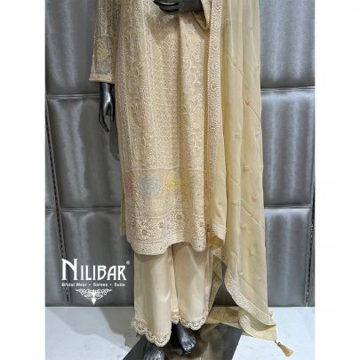 Pale Yellow Georgette Silk Pants