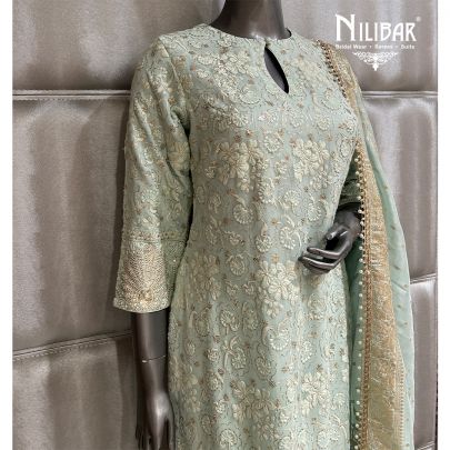 Pistachio Green Georgette Top & Silk Pant