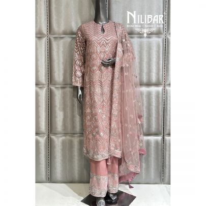Onion Pink Georgette Top & Silk Pant