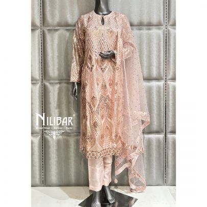 Pale Pink Georgette Top & Silk Pant