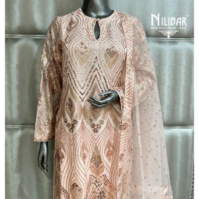 Pale Pink Georgette Top & Silk Pant