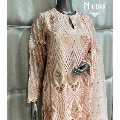 Pale Pink Georgette Top & Silk Pant