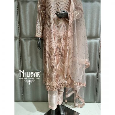 Pale Pink Georgette Top & Silk Pant
