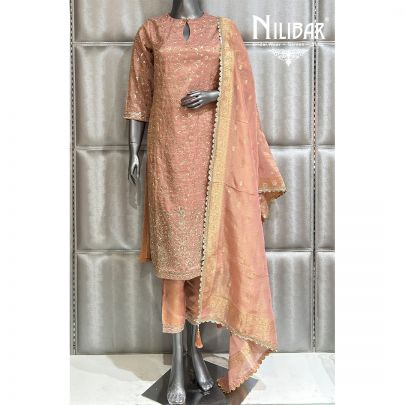 Rose Gold Pink Lame Silk Pant
