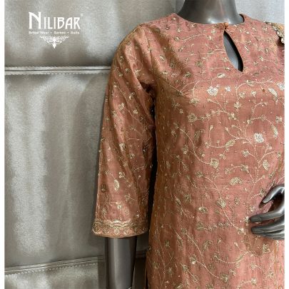 Rose Gold Pink Lame Silk Pant