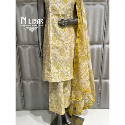 Off White & Apple Green Cotton Kurta