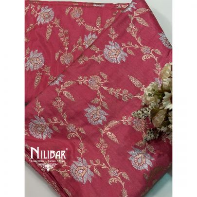 Carrot Pink Banarasi Silk Saree