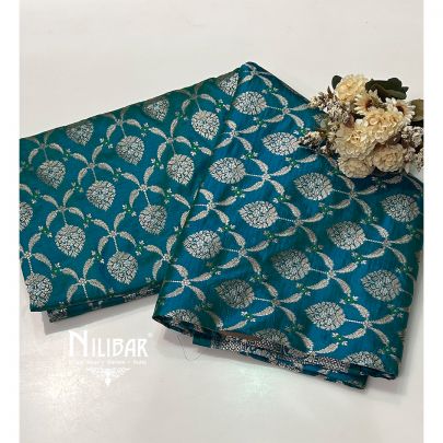 Peacock Blue Banarasi Silk Saree