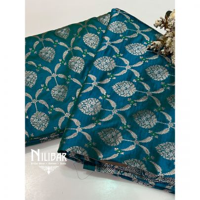 Peacock Blue Banarasi Silk Saree