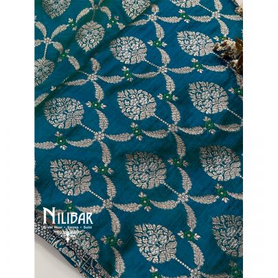 Peacock Blue Banarasi Silk Saree