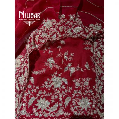 Red Organza Fully Embroidered Suit