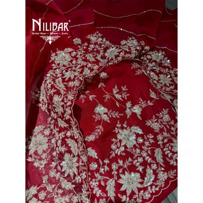 Red Organza Fully Embroidered Suit