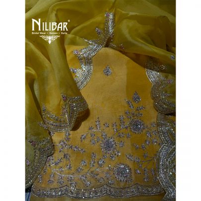 Yellow Organza Fully Embroidered Suit