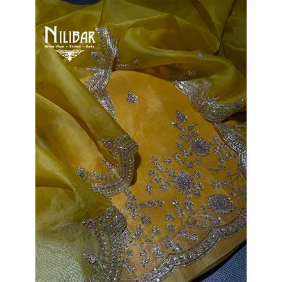 Yellow Organza Fully Embroidered Suit