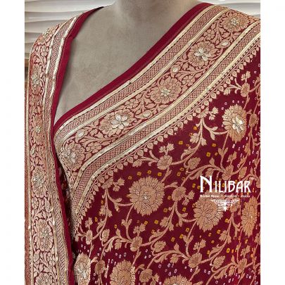 Maroon Georgette Banadhani Dupatta