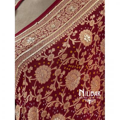 Maroon Georgette Banadhani Dupatta
