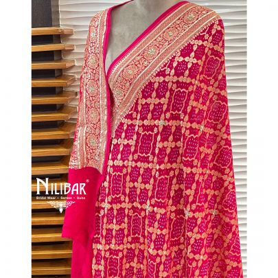 Pink Georgette Banadhani Dupatta