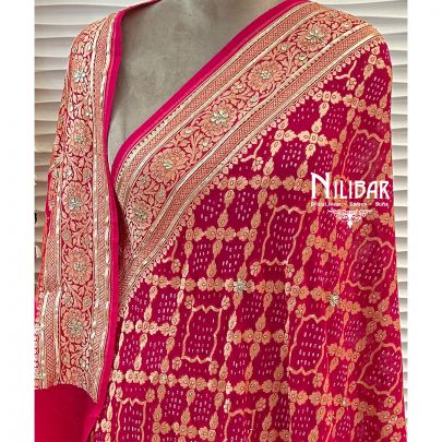 Pink Georgette Banadhani Dupatta