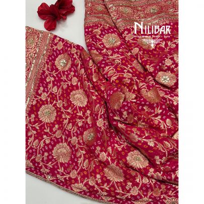 Magenta Georgette Bandhani Dupatta