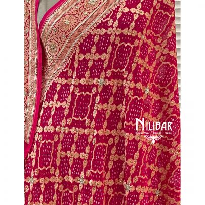 Pink Georgette Banadhani Dupatta