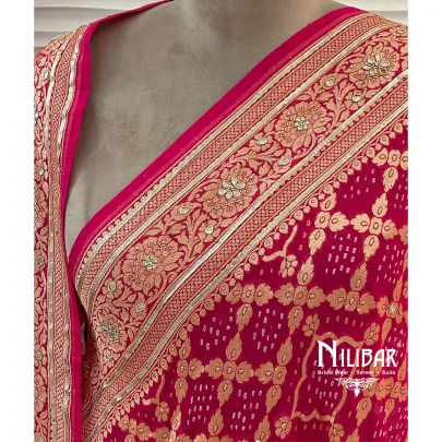 Pink Georgette Banadhani Dupatta