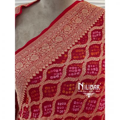 Pink & Red Georgette Banadhani Dupatta