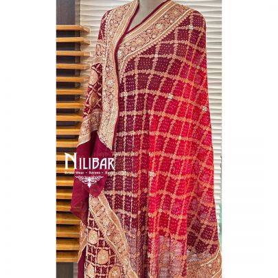 Maroon, Red & Pink Georgette Banadhani Dupatta