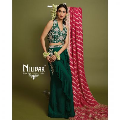 Green Silk Indo-Western Set
