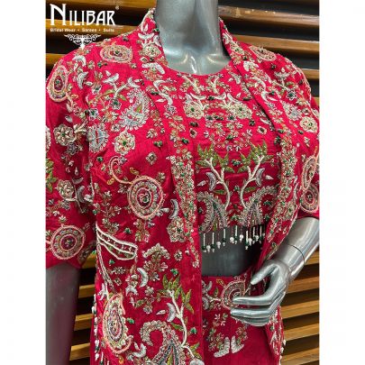Ruby Silk Three Piece Indo Western Set