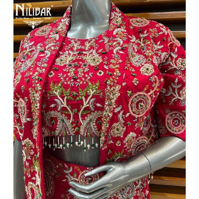 Ruby Silk Three Piece Indo Western Set