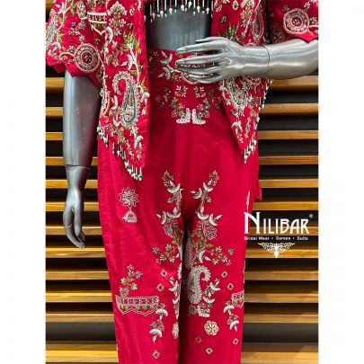 Ruby Silk Three Piece Indo Western Set