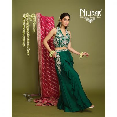 Green Silk Indo-Western Set