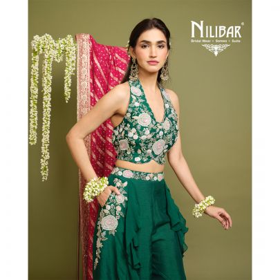 Green Silk Indo-Western Set