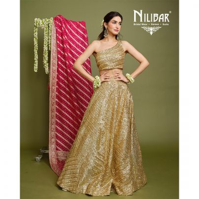Gold Net Embroidered Lehenga