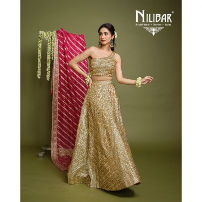 Gold Net Embroidered Lehenga