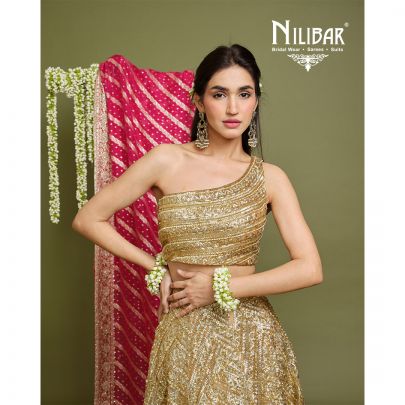 Gold Net Embroidered Lehenga