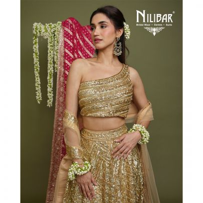 Gold Net Embroidered Lehenga