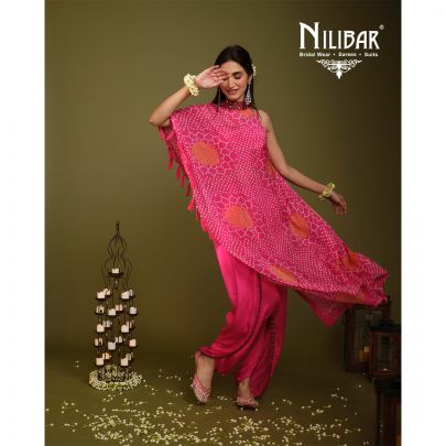 Pink Crepe Dhoti Suit