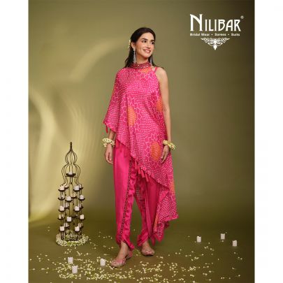 Pink Crepe Dhoti Suit