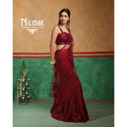 Red Silk Draped Saree