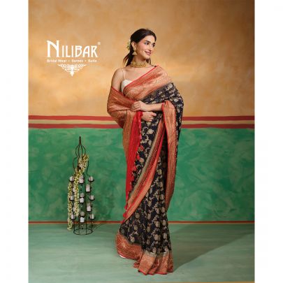 Purple/Red Georgette Banarasi Saree